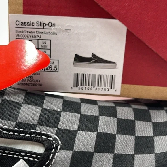 Vans Men’s Classic Slip-On Black/Pewter CheckerboardVN000EYEBPJSneakers